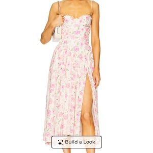 NWT MAJORELLE Pink Floral Sweetheart Midi Dress